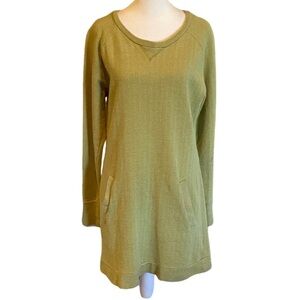 GOLITE Olive Green Long Sleeve Casual Shift Dress. Size M. Textured.